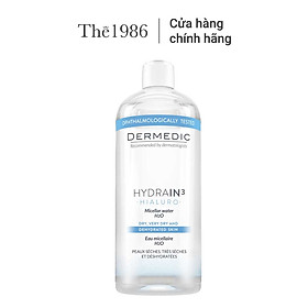 Nước tẩy trang Dermedic 2 in 1 cho da khô cấp ẩm HA Hydrain3 Hialuro Micellar water H2O 500 ml