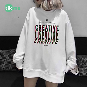 Áo nỉ sweater Tikme unisex in chữ Creative size XS-2XL