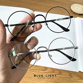 Kính Giả Cận, Gọng Kính Cận Nam Nữ Mắt Tròn Xoe Nobita Bạc Đen Không Độ Hàn Quốc - BLUE LIGHT SHOP