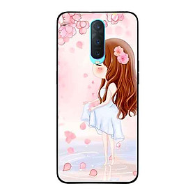 Ốp Lưng in cho Oppo R17 Pro Mẫu Cô Gái Váy Trắng Nền Hoa Đào - Hàng Chính Hãng
