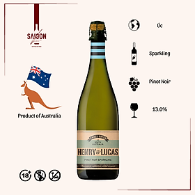 Rượu Vang Sủi Dominic HENRY & LUCAS Pinot Noir Sparkling 750ml 13% Acl