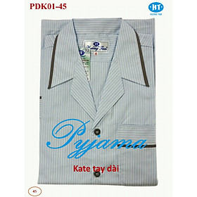 Bộ Pyjama HUONGTAM Kate tay dài nam cao cấp(PDK01N17). Chất liệu Kate loại tốt: mềm mại, thoáng mát, không phai màu