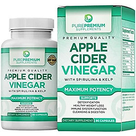 Premium Apple Cider Vinegar Capsules by PurePremium (Maximum Strength) ACV Pills – Healthy Digestion, Energy, and Immune System - 90 Caps