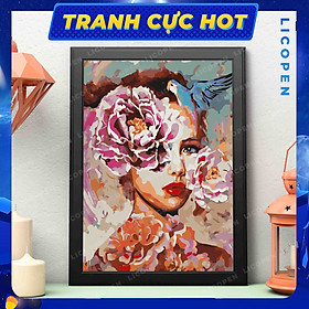 Mua Tranh Tô Màu Theo Số - Tranh Thiếu Nữ Mẫu Đơn - MS483