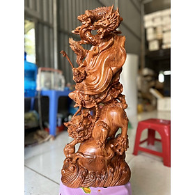 Mua TƯỢNG ĐẠT MA SƯ TỔ TRẤN SƯ TỬ VÀ RỒNG BẰNG GỖ HƯƠNG ĐÁ KT CAO 60×24×14CM