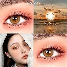 Lens nâu tây có cận 0-8 Venus hiệu Angel Eyes - Dòng kính áp tròng nâu Silicone Hydrogel cao cấp Hàn Quốc Dia 14.0