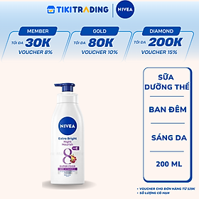 Sữa Dưỡng Thể NIVEA Extra White Night Nourish Ban Đêm Dưỡng Ẩm & Trắng Da (200 ml) - 88188 (Bao bì thay đổi tùy theo đợt nhập hàng)