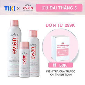 Combo 3 xịt khoáng cấp ẩm và làm dịu da Evian 300ml + 150ml + 50ml