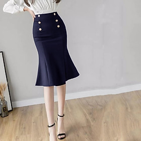 Chân váy đuôi cá dáng midi, Lưng cao, Ôm body, Độ dài 60cm phong cách công sở thanh lịch vải co giãn 4 chiều New Design CV015A