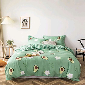 Bộ Vỏ Chăn Ga Gối Cotton PL1 - Trái Bơ - TẶNG 01 MÓC KHÓA HOUSTON
