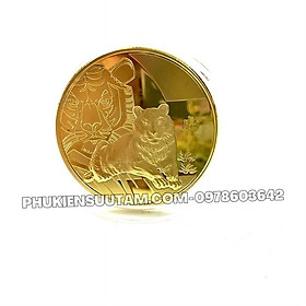 Móc Khóa - Dây Treo - Đồng Xu 12 Con Giáp Tuổi Dần - Cọp, đường kính: 4cm