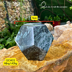Quả Cầu Đá Canxedon 12 Mặt Phong Thủy - Vật Phẩm Hút Vận May, Bình An (tặng chặn giấy thạch anh thô)