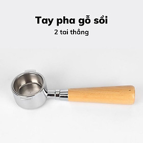 Mua Tay pha cà phê 54mm inox cao cấp thủng đáy tay pha tamper cafe nguyên chất cán gỗ sồi cẩm lai chuyên dụng cho quán