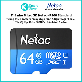 Mua Thẻ nhớ Micro SD Netac P500 | Tương thích Camera / Điện thoại / máy chụp hình | Read upto 90MB/s | Bảo hành 5 năm | Hàng Chính Hãng