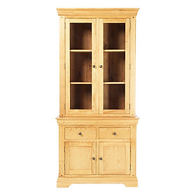 TỦ CHÉN CAO 2 CÁNH KÍNH IBIE VICTORIA GỖ SỒI