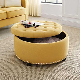 Mua Hộp đựng đồ  Ghế đựng đồ đa năng - Ghế 2 trong 1 có thể vừa ngồi vừa để đồ cứng cáp hình tròn màu vàng