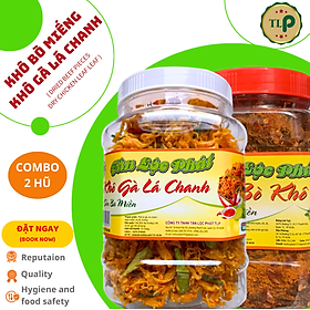 KHÔ BÒ - KHÔ GÀ LÁ CHANH COMBO 2 HŨ -  MỖI HŨ 500G