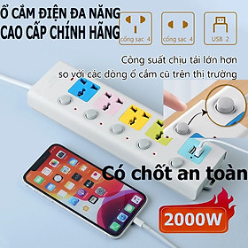  Phích cắm điện, Ổ cắm điện Tiêu chuẩn, Chống Cháy Chịu Nhiệt Cao phích cắm điện Ba mắt Phích cắm Trailer 7 cách 2 USB sạc Cáp 3 mét 5 mét Cáp dày 100