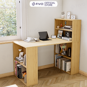Bàn Làm Việc Gỗ Kết Hợp Kệ Sách FIVO FD03 Đa Năng, Thiết Kế 2 Trong 1, Ngăn Kệ Rộng Rãi, Dễ Dàng Lắp Ráp