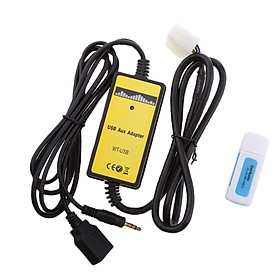Car USB 3.5mm MP3 Player Interface Adapter AUX Input For