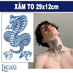 Tờ Dán Xăm Miếng Dán Xăm Tattoo 15 Ngày Không Trôi Chống Thấm Nước Tạm Thời Rắn 2 đầu Rắn hổ mang chúa Legaxi