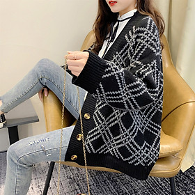 Áo khoác len nữ cardigan dệt kim phong cách Hàn Quốc V15