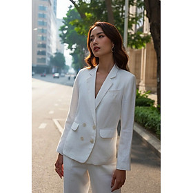 Áo Vest Blazer Nữ Linen Trắng Thanh Lịch, Áo Khoác Blazer Linen An Nam Top169