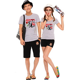 Bộ Áo Thun Đôi Nam Nữ Yêu Là Cưới Luôn Màu Xám