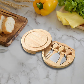Cheese Board and  Set 7.5inch Wood Handles Serving Tray with 3