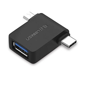 Ugreen UG3045330453TK Màu Đen Đầu chuyển đổi MICRO USB + TYPE C sang USB 3.0 âm hỗ trợ OTG - HÀNG CHÍNH HÃNG