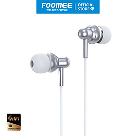 Mua Tai nghe có dây FOOMEE QA02 - Màu Bạc/Đen Thạch Anh - Âm Thanh HiFi Đầu Cắm 3.5mm - Hàng chính hãng