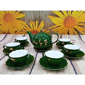 Mua Bộ ấm chén mẫu đơn vẽ vàng Bát Tràng