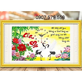Mua Tranh thêu đồng hồ cha mẹ lv3081 kt 66x43 cm