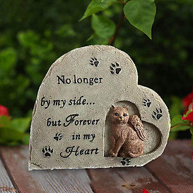 Cat Memorial Stone Grave Marker Pet Loss Sympathy Remembrance Gifts Cat Statue with Angel Tombstone for Outside Yard