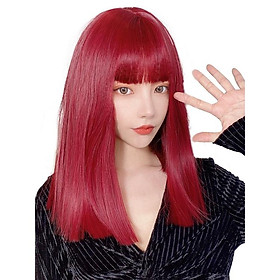 Bộ tóc giả nữ Hàn Quốc nguyên đầu màu XÁM XANH, ĐỎ + tặng kèm lưới ONLINE_SHOPPING_1102