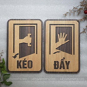 Mua Bộ bảng gỗ decor vintage Kéo vào Đẩy ra dán cửa LEVU-TP07