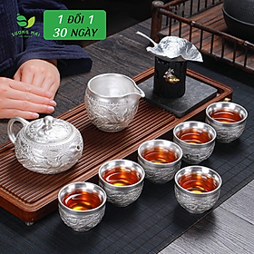 Mua Bộ ấm chén bạc pha trà Tây Thi Long Phụng