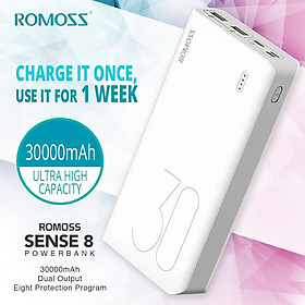 Mua Pin Sạc Dự Phòng30.000mAh  Romoss Sense8  3 Cổng Sạc Vào HÀNG CHÍNH HÃNG