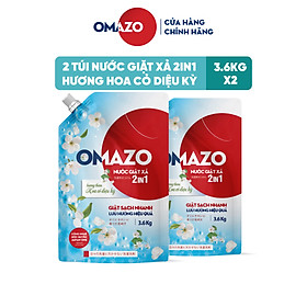 Combo 2 Túi Nước Giặt Xả Omazo Đậm Đặc Hương Hoa Cỏ Diệu Kỳ 3.6kg x2