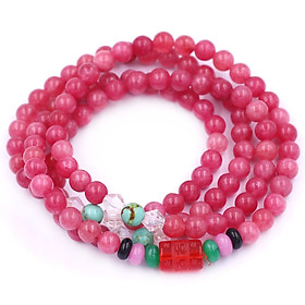 Vòng chuỗi 108 hạt đá hồng ngọc charm lục tự chân ngôn - hạt 8 ly ( size lớn ), vòng chuỗi niệm Phật, vòng chuỗi đeo tay