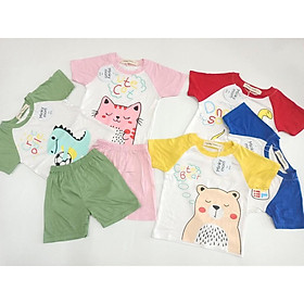 Bộ Minky Mom Cộc Tay Thun Lạnh Khủng long - mèo - hổ Dễ Thương Cho Bé 5-20kg
