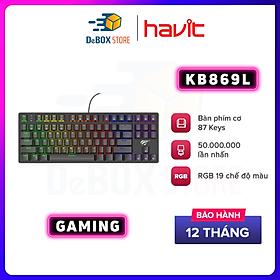 Mua Bàn Phím Cơ Gaming HAVIT KB869L  87 Keys  19 Chế Độ RGB  Tuổi Thọ Phím 50.000.000 Lần - Hàng Chính Hãng