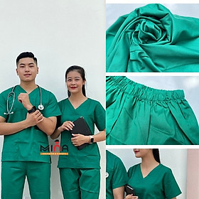 Bộ scrubs bác sĩ, quần áo y tế phẫu thuật, thẩm mỹ - Màu Xanh lá - Vải non