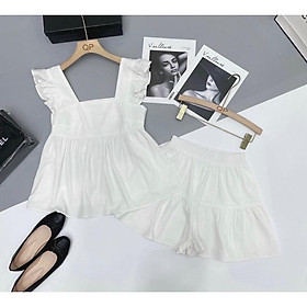 BỘ CÁNH TIÊN CHẤT VOAN ĐŨI NHẸ MÁT TÔN DA BABYDOLL SET TRANG PHỤC MÀU TRẮNG NÂU TÔN DÁNG THỜI TRANG 121