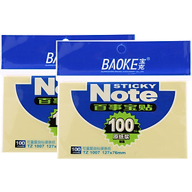 Bộ 2 Xấp Giấy Note Vàng Baoke 1007 - 127 x 76 mm 100 sheets Xấp