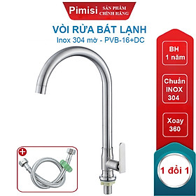 Vòi rửa bát inox 304 Pimisi gắn chậu rửa bát 1 đường nước lạnh đơn cho mọi loại chậu rửa chén phổ biến trong nhà bếp | Hàng chính hãng