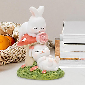 Bunny Couples Rabbit Ornaments Bunny Statue Wedding Gifts Table Centerpiece Cute Rabbit Figurines Animal Sculpture for Yard Desk Dining Room