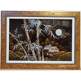 Mua Tranh sơn mài cẩn ốc   Trúc báo bình an