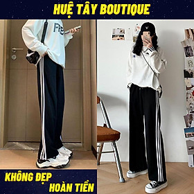 Quần nữ 3 sọc thể thao, quần nữ ống rộng chất cotton dày dặn cao cấp có dây rút eo hàng nhập khẩu SKUQ-36