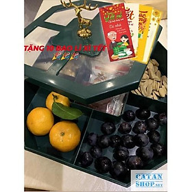 Mua TẶNG 10 BAO LÌ XÌ Khay mứt hình hưu vàng phong cách bắc âu  có ảnh thật  Hộp đựng mứt và bánh kẹo tết 2 tầng sang trọng.